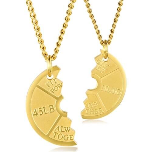 Fitness Barbell Piece Pendant Necklace for Women Men Sports Equipment Couple Necklace Black Silver Color Titanium Steel Jewelry