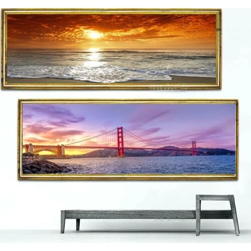 No Frame Beach Sunset Bridge Scenery Printed wall art Painting christmas decorations Modular Wall Pictures decor for home