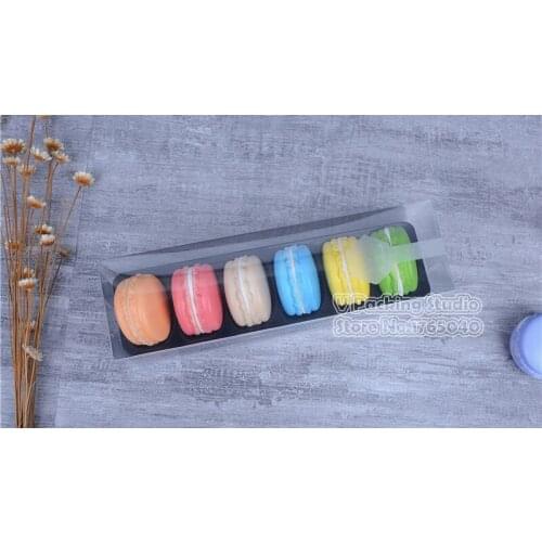 Tranparent PVC Window Macaron Chocolate packaging boxes Transparent Drawer Type 6 Macaron Box 50pcs/Lot
