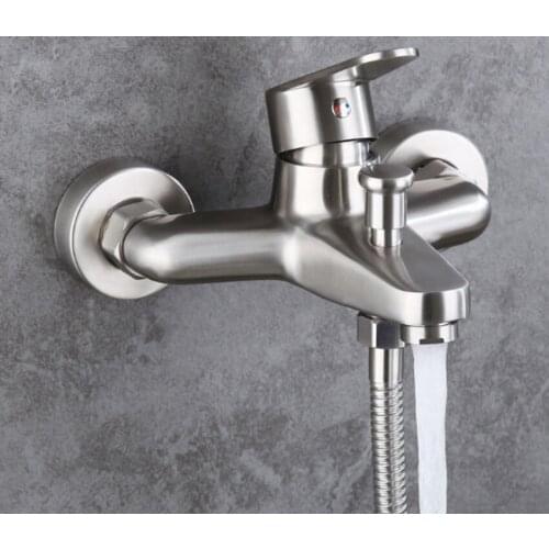 Factory direct sale stainless steel triple faucet hot and cold mixing valve wall-mounted bathtub and shower faucet faucet