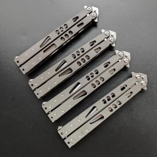 Butterfly Trainer Knife Titanium alloy Handle VG10 stone wash Blade Hunting Tactical Knife EDC Free-swinging Pocket EDC Tool