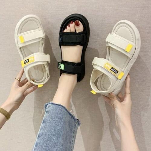 New Arrival Womens Shoes for 2021 Summer Thick Soled Solid Velcro Females Sandals Breathable Non-slip Stylish Ladys Sandals