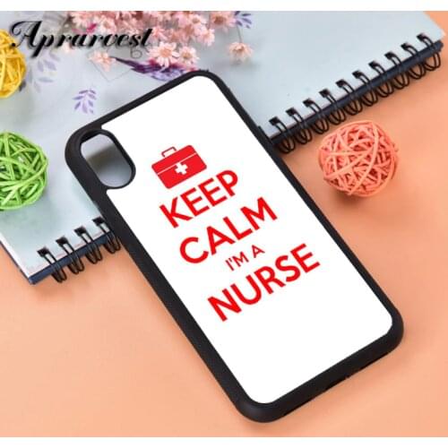 Aprarvest Keep Calm Im A Nurse Rn Doctor Medical Silicone Phone Case Cover For iPhone 6 6S 7 8 PLUS X XS XR 11 12 MINI PRO MAX