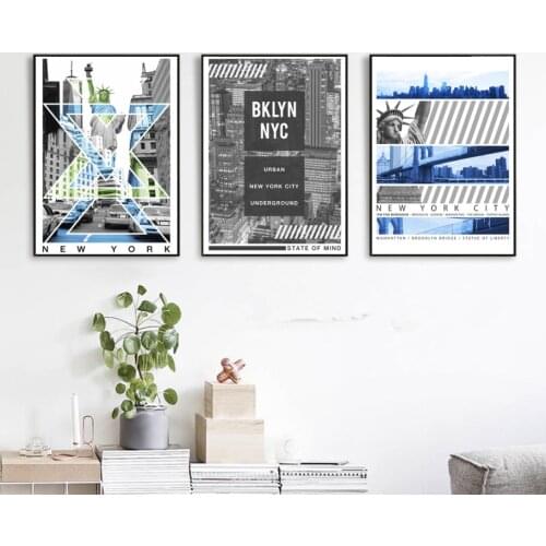 NEW YORK BKLYN Nordic Modern Simple Oil Painting Alphabet Poster Frameless Decorative Painting Living Room Restaurant Painting