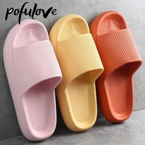 Pofulove Slippers Women Sandals Thick Platform Home House Slippers Indoor Bratroom Slipper Sliders Non Slip Simple Summer Shoes