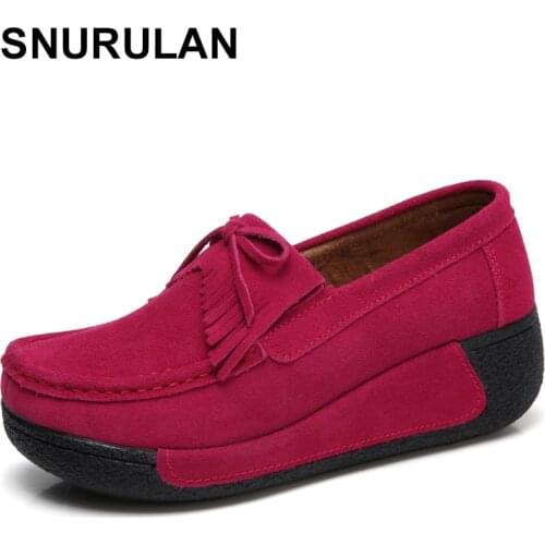 SNURULAN2021 Summer Shallow Mouth Tassels Peas Shoes Wedge Heel Rocking Shoes Female Muffin Shoes Breathable Mom Single Shoes