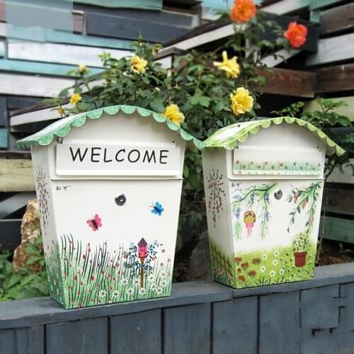 Vintage Pastoral Metal Iron Mailbox Lockable Waterproof Post Box Home Balcony Garden Decorative Crafts Newspaper Letter Postbox