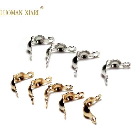 200PCS Connector Components Silvery Golden Connector Clasp Fitting Ball Chain Calotte End Crimps Beads For Jewelry Making DIY