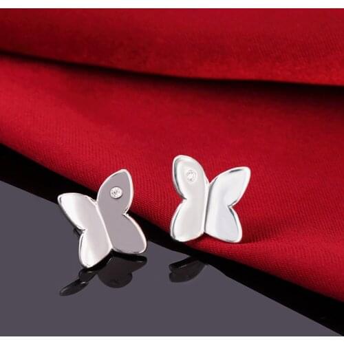 925 Sterling Silver Earrings fashion Jewelry for Woman charm crystal butterfly diamond stud earrings Trendsetter Christmas Gifts