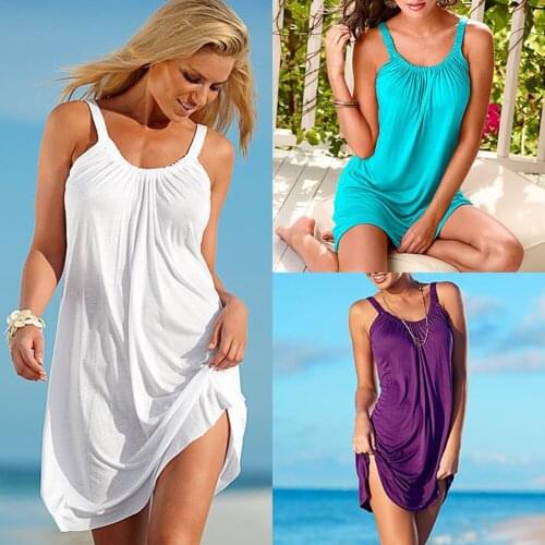 2020 Casual Women Dress Sleeveless Solid Color Loose Dress Home Wear Casual Summer MIni Dress 5 Colors
