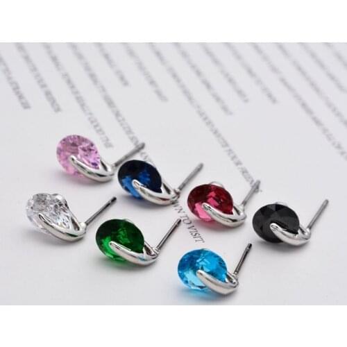 1Pair Zircon Stone Mini Stud Earrings Korean Style Fashion Girls Earrings 2018 Silver Color Jewelry