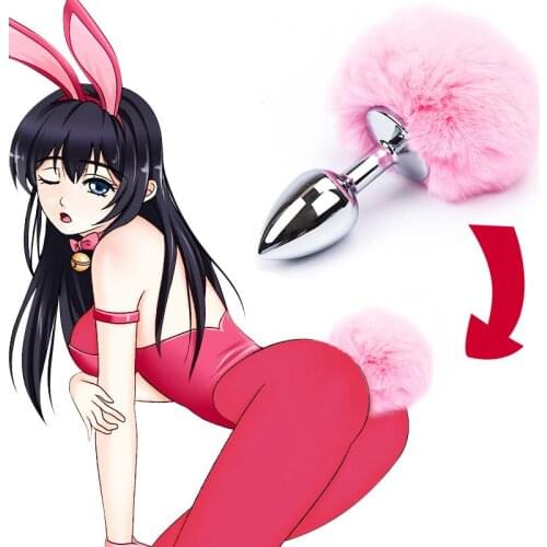 1pcs Plug Anal Sex Abuse Anal Tail Metal 4-Color Ball Anal Bead Plug Bunny Tail Smooth Touch Jewelry Sex Toys For Women Men Gay