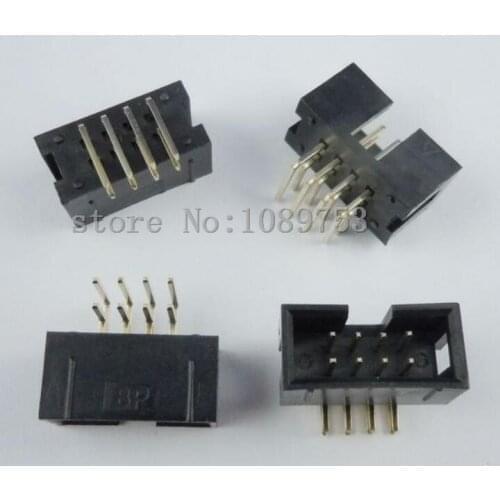 100 pcs 8 Pins 2x4 Box Header Connector IDC Male Sockets Right Angle 2.54mm