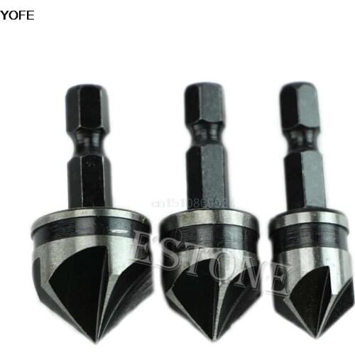 3pc 12mm 16mm 19mm Countersink Bore Set 1/4" Hex Shank Wood Plastic Chamfer Bit