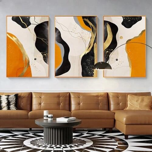 3 Pieces Abstract Yellow Black Canvas Painting Posters And Prints Wall Art Nordic Modern Picture Living Room Home Decoration