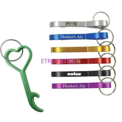 500pcs Personalized Key Holder Wedding Favor Love Heart Bottle Opener Key Ring Personalized Wedding Party Favor Free laser logo