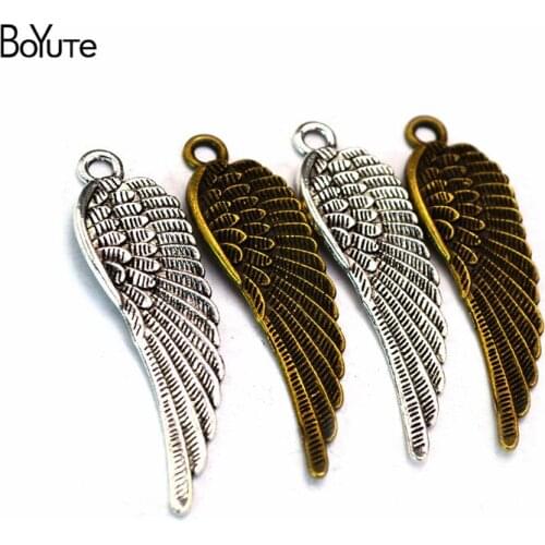 BoYuTe Wholesale (60 Pieces/Lot) 45*14MM Angel Wings Pendant Charms Diy Hand Made Jewelry Accessories