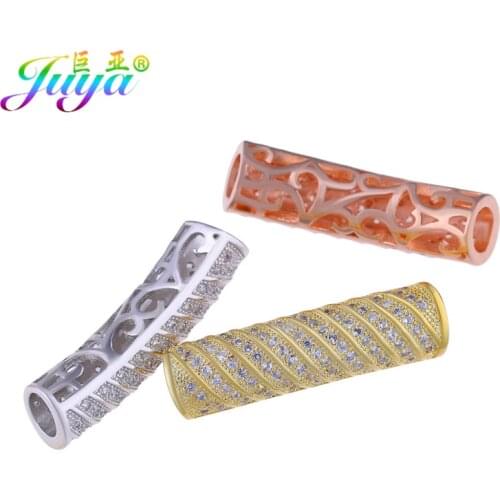 Juya DIY Beading Jewelry Charm Beads Supplies Gold Hollow Curved Tube Beads For Natural Stone Beads Jewerly Making