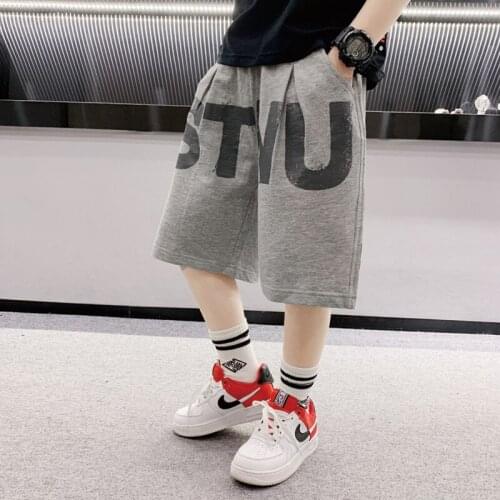Kids Boys letters printed cotton thin models in the new summer sport pant big boy pants 4-12 years old