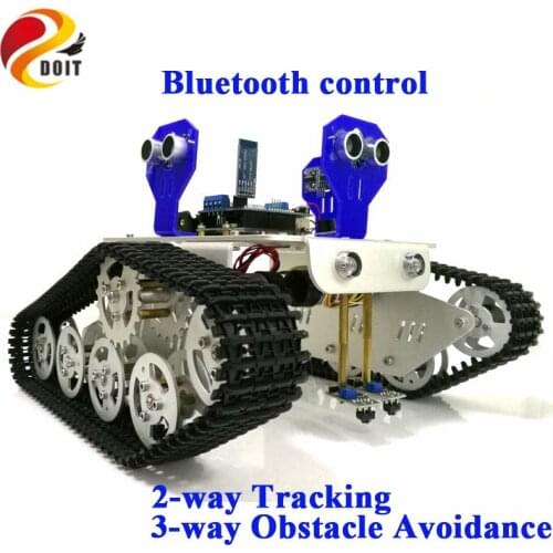 DOIT Bluetooth Control Smart Robot Tank Chassis with UNO R3 Board+Motor Drive Shield for Tracking and Obstacle Avoidance