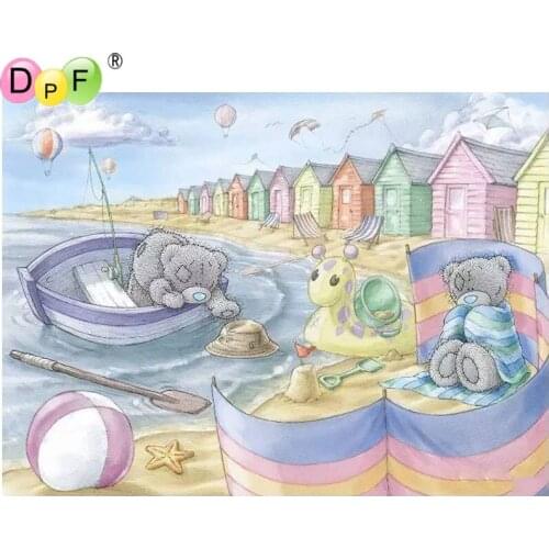 DPF DIY Diamond Painting Cross Stitch Crafts 5D Diamond Mosaic Home Decor Painting Diamond Embroidery Swing 3D Rowing teddy bear