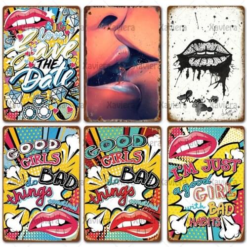 Sexy Lips Metal Tin Sign Ladies Red Lips Art Poster Wall Stickers Home Decoration Bar Pub Club Retro Metal Plaque Craft Plate