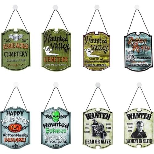 Halloween Wood Door Hanging Sign Wall Window Pendant Wooden Sign Haunted House Yard Home Party Decoration