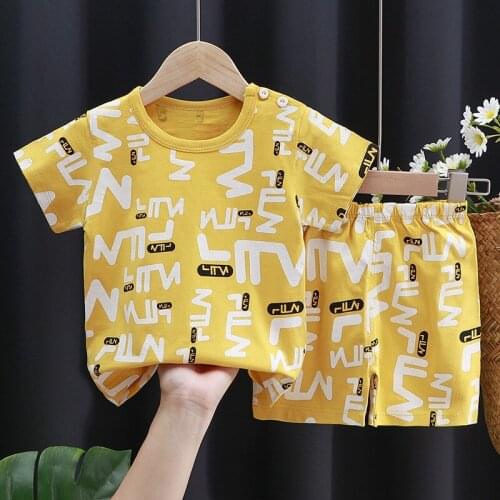 Cotton Childrens Wear Boy Cartoon Summer Dress Girl Cute Short T Suit Baby Fashion Two-piece Set Kids Clothes Girl Set