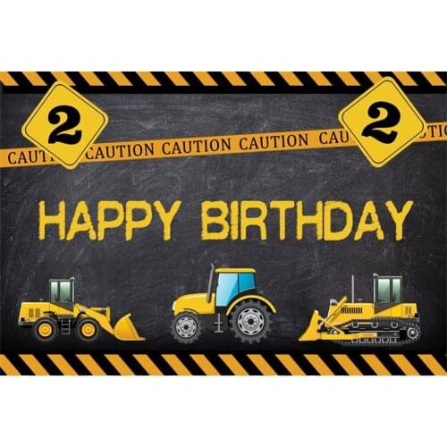 Laeacco Happy Baby 2nd Birthday Party Toy Truck Cartoon Portrait Photo Backdrops Photography Backgrounds Photocall Photo Studio
