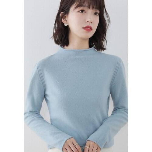 Hot Sale 100% Autralian Wool Knitted Pullovers Women Oneck Long Sleeve Soft Ladies Sweaters Standard Clothes