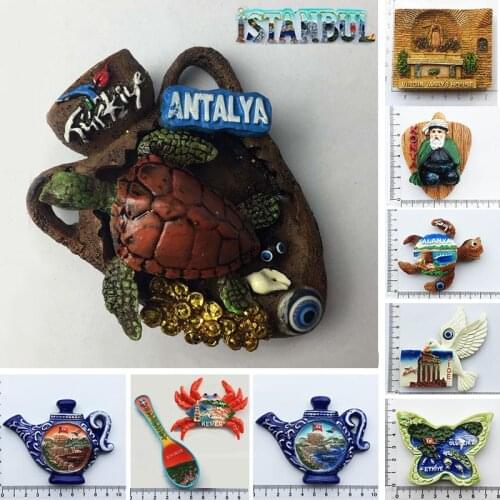 Istanbul Magnetic Refrigerator Stickers Turkey Crab Turtle Virgin Marys House Tourist Magnets Painting Decorative Crafts gifts