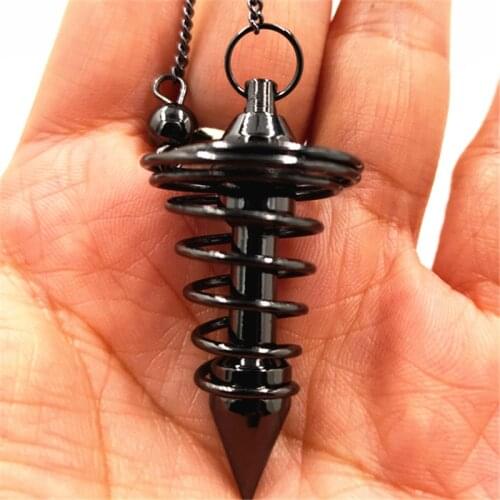 Sl Copper metal Charms pendulums for dowsing reiki pendulum pendant Natural Stone Amulet Healing Pyramid spiritual Chakra Amulet