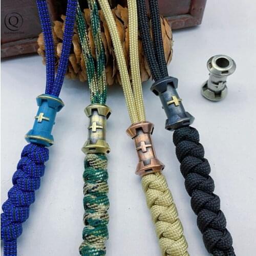 Metal Brass Cross Regiment Knife Beads Pendants Jewelry EDC Umbrella Rope Hanging Lanyard Decoration DIY Car Keychain Accessory