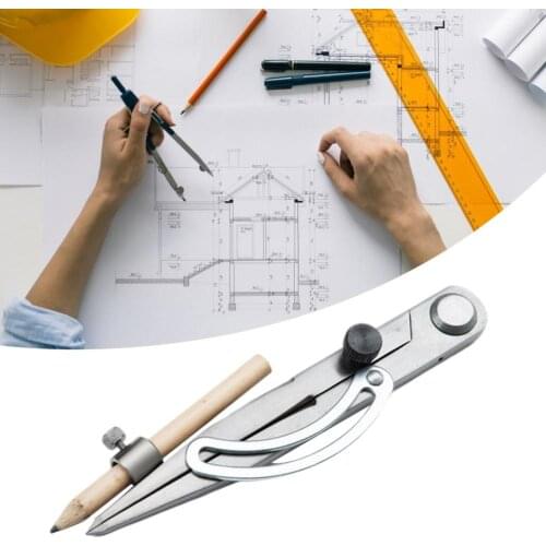 200mm Metal Wing Divider Scribe Tool Leather Compass With Pencil Holder DIY Sewing Leather Metal Craft Marking Leather Tools