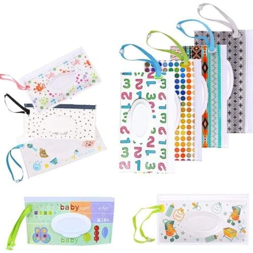 Reusable Portable Cleaning Wipes Case Eco-friendly EVA Infant Supplies Wipes Container Wet Wipe Bag 1Pcs Cartoon Pattern