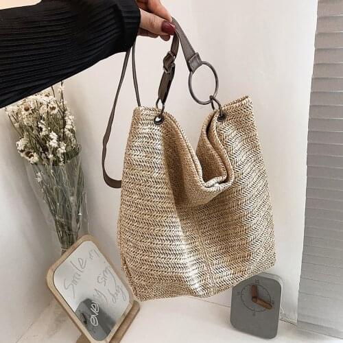 Fashion Women Woven Shoulder Crossbody Messenger Shopping Bag Casual Ladies Summer Beach Vacation Large Capacity Tote Handbags