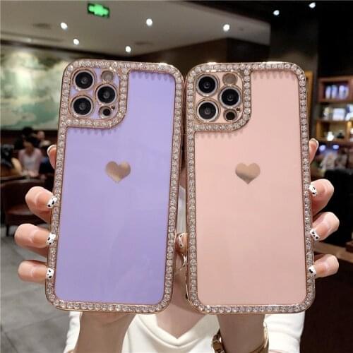 Fashion Diamond Couples Love Phone Case For iphone 12 11 Pro X XS XR MAX 7 8 Plus SE 2020 Soft Silicon Cover