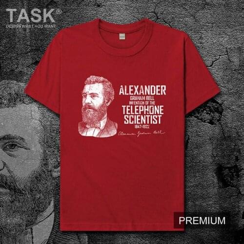 Celebrity Alexander Graham Bell United States inventor entrepreneur Father of phone cotton mens t shirt Short sleeve clothes 01