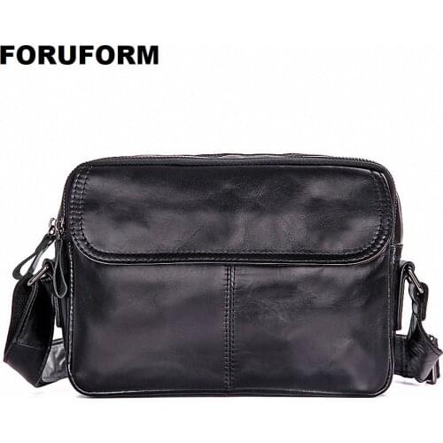 100% Genuine Leather Guarantee Crossbody Bag Zipper Ipad Men Messenger Bag Mens Clutch Bag Wallet Small Flap Male Bag LI-1988