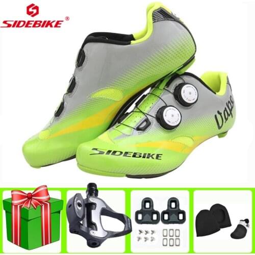 Sidebike Men Cycling Shoes 2021 Ultralight Self-Locking Road Bike Green Carbon Fiber Sole Bike Bicycle Racing Athletic Bicicleta