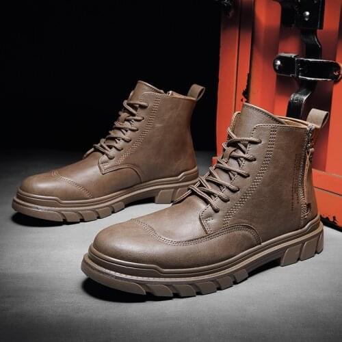 Men Ankle Boots Outdoor Leather Autumn Spring Non-slip Walk Male Casual Flats Work Shoes Sneakers Fashion Comfortable