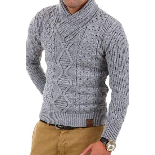 Mens Cardigan Knitted Sweater Solid Color Thick Warm Turtleneck Mens Sweaters Long Sleeve Casual Pullover Men Clothing