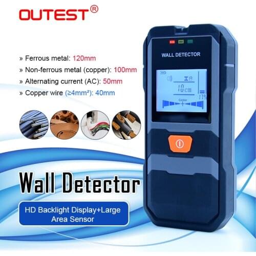 OUTEST 3 in 1 Wall Sensor Detector for AC(Copper wire), Metal,Copper,Metal Objects Steel Wire Copper Tube Finder depth 120mm