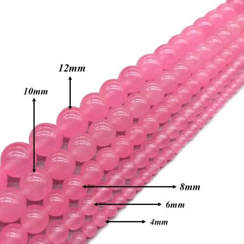 Natural Stone Bright Pink Chalcedony Round Loose Charm BeadsFitMulti-purpose Jewelry Making 4 6 8 10 12MMPick Size J316