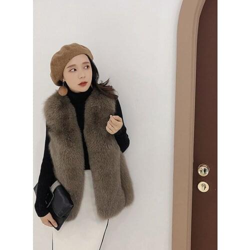 New Autumn Winter Full Pelt Fox Vest Women Clothes Real Fur Coats for Female Vintage Jacket Manteau Femme Hiver ZL623