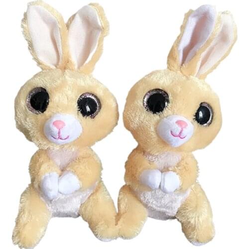 New 15CM Ty Big Eyes Beanie Plush Animal Brown Rabbit Animal Plush Collectible Toy Children Christmas Birthday Gift