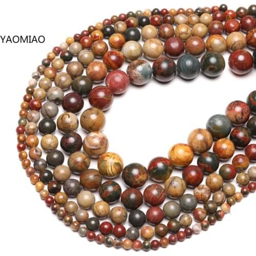 Wholesale Natural Stone Beads Colorful Picasso Round Loose Beads For Jewelry Making Pick Size 4/6/8/10/12mm