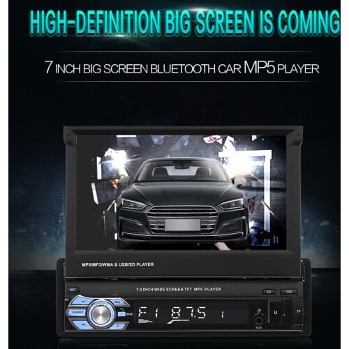 Retractable Car Radio Stereo 7 inch Capacitive Touch Screen 1080P HD USB MP5 Player