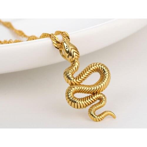 Stainless Steel Snake Necklaces For Women Men Stainless Steel Gold Chain Necklace Snake Pendant Cute Animal Jewelry Gifts 2021