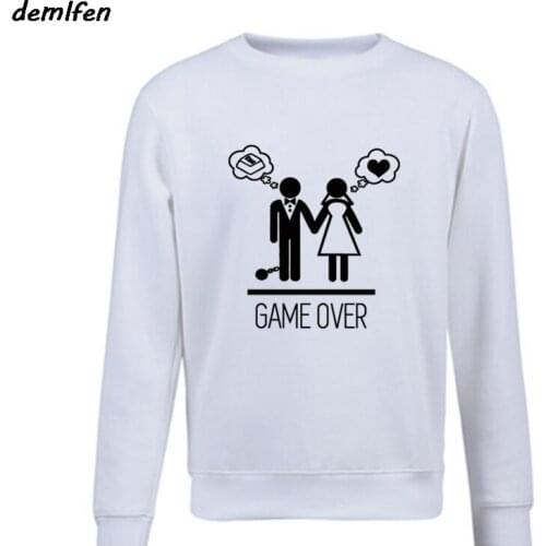 Couples : Game Over Wedding Marriage Novelty Design hoodie Fashion Casual Spring autumn Fleece Pullover Sweatshirt Hip Hop Coat